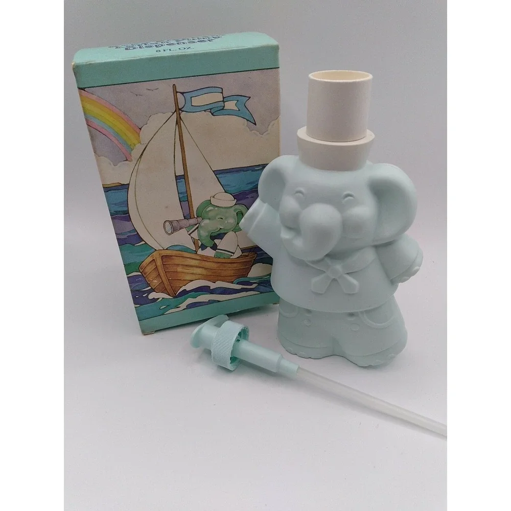 Avon Baby Elephant Lotion Pump Dispenser NEW Nursery Bathroom Decor Blue 8 oz
